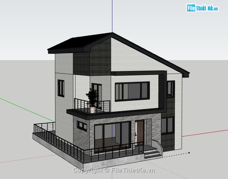 Biệt thự 2 tầng,model su biệt thự 2 tầng,mẫu biệt thự 2 tầng sketchup,file sketchup biệt thự 2 tầng,biệt thự 2 tầng model su