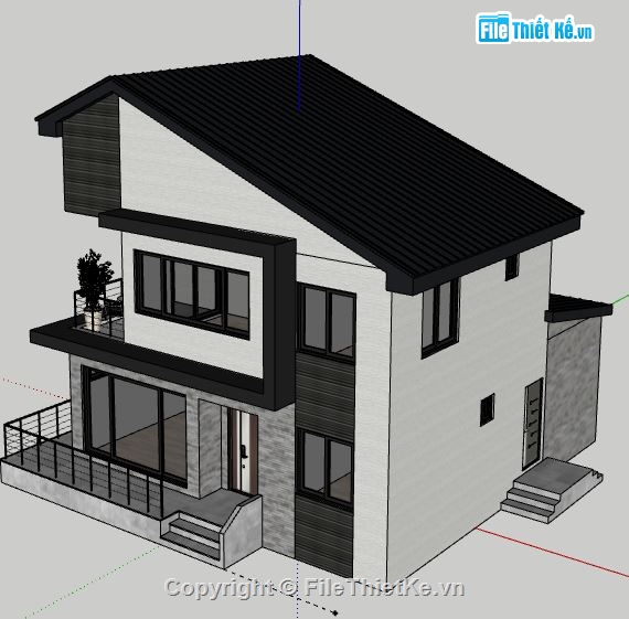 Biệt thự 2 tầng,model su biệt thự 2 tầng,mẫu biệt thự 2 tầng sketchup,file sketchup biệt thự 2 tầng,biệt thự 2 tầng model su