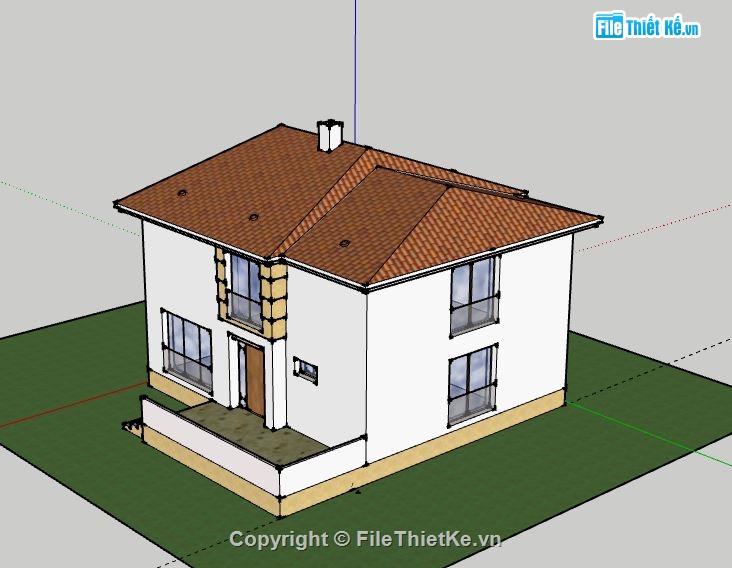 Biệt thự 2 tầng,model su biệt thự 2 tầng,biệt thự 2 tầng sketchup,sketchup biệt thự 2 tầng