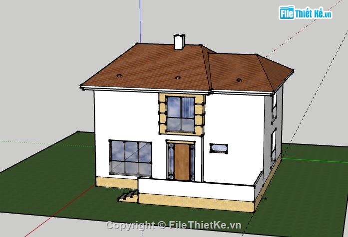 Biệt thự 2 tầng,model su biệt thự 2 tầng,biệt thự 2 tầng sketchup,sketchup biệt thự 2 tầng