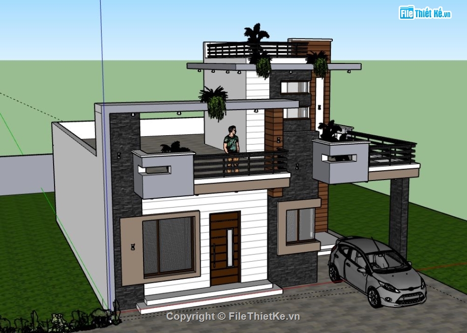 Biệt thự 2 tầng,Biệt thự 2 tầng hiện đại,model su biệt thự 2 tầng,file su biệt thự 2 tầng,mẫu biệt thự 2 tầng sketchup