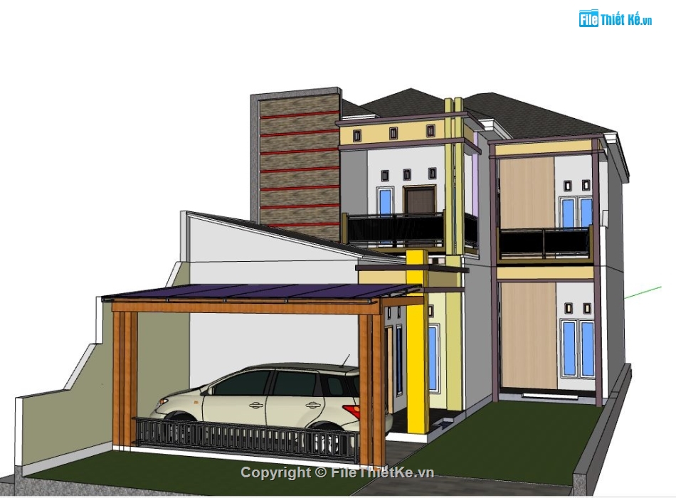 Biệt thự 10x20m,file su biệt thự,sketchup biệt thự