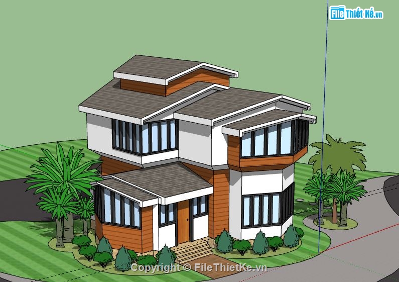 Biệt thự 2 tầng,model su biệt thự 2 tầng,mẫu biệt thự 2 tầng sketchup