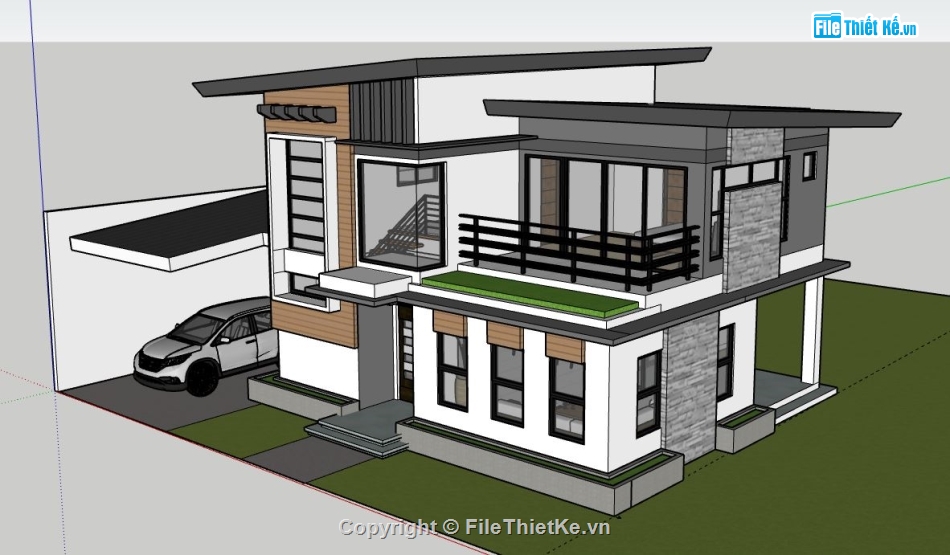 Biệt thự  2 tầng,file su biệt thự 2 tầng,model su biệt thự 2 tầng,file sketchup biệt thự 2 tầng,biệt thự 2 tầng file su