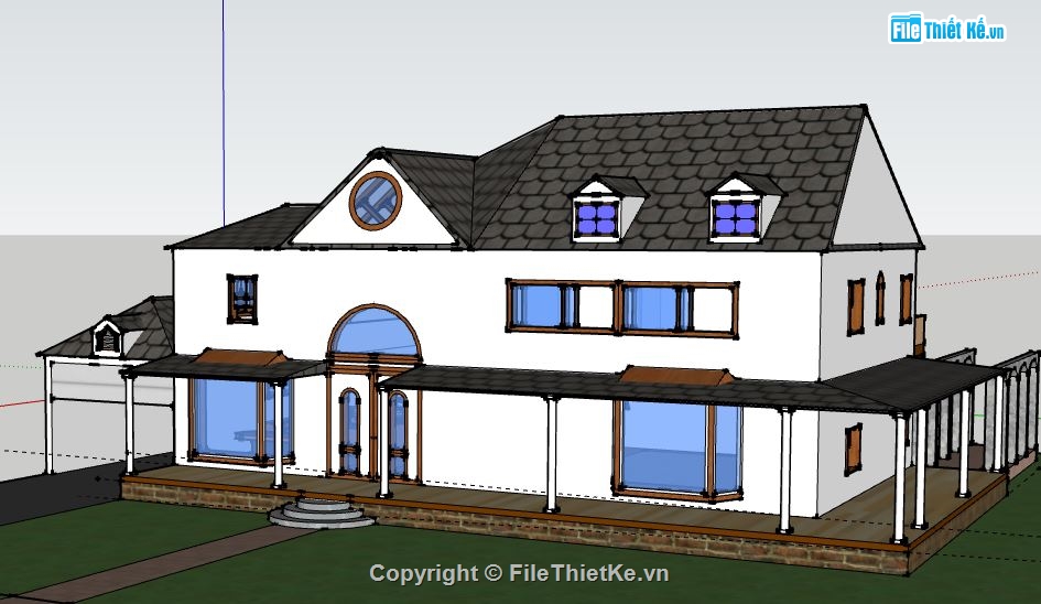 Biệt thự 2 tầng,model su biệt thự 2 tầng,file sketchup biệt thự 2 tầng