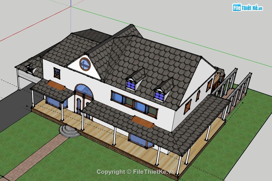 Biệt thự 2 tầng,model su biệt thự 2 tầng,file sketchup biệt thự 2 tầng