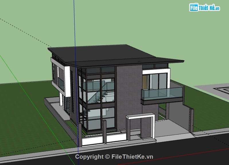 Biệt thự 2 tầng,model su biệt thự 2 tầng,file sketchup biệt thự 2 tầng