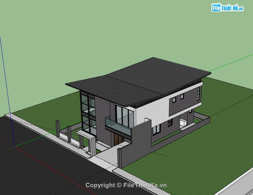 Biệt thự 2 tầng,model su biệt thự 2 tầng,file sketchup biệt thự 2 tầng