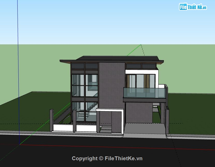 Biệt thự 2 tầng,model su biệt thự 2 tầng,file sketchup biệt thự 2 tầng