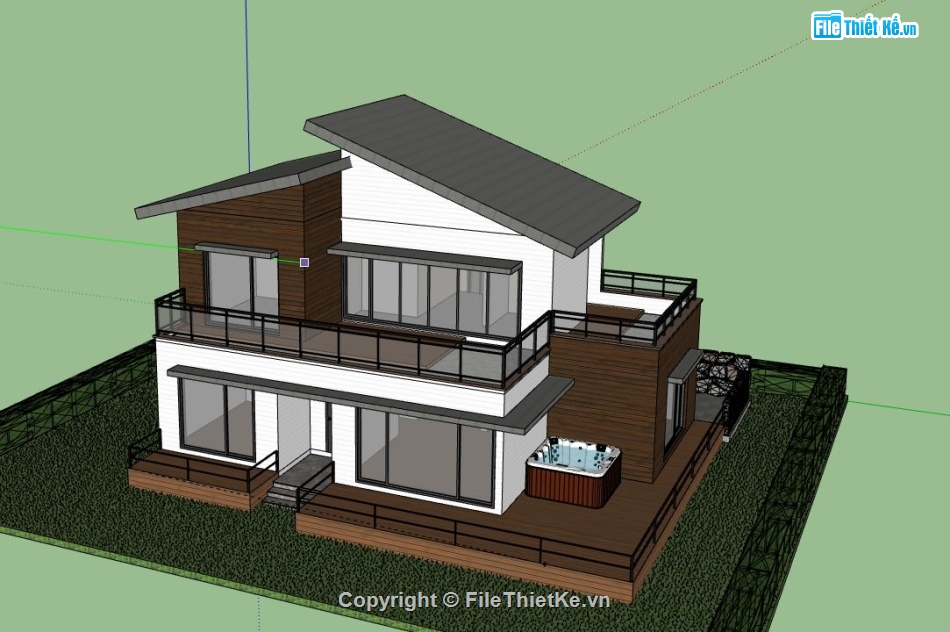 Biệt thự 2 tầng,model su biệt thự 2 tầng,file su biệt thự 2 tầng,sketchup biệt thự 2 tầng