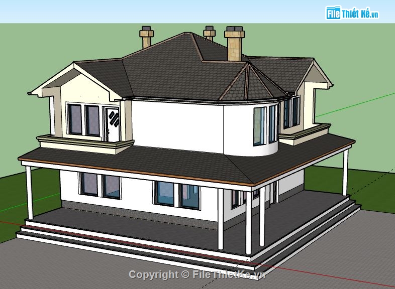 Biệt thự 2 tầng,model su biệt thự 2 tầng,file su biệt thự 2 tầng,biệt thự 2 tầng sketchup,sketchup biệt thự 2 tầng