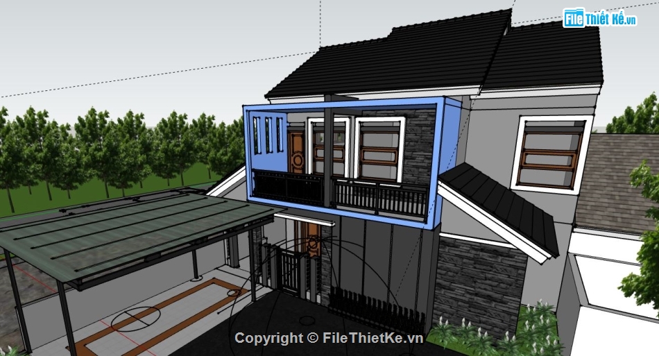 Biệt thự 2 tầng,model su biệt thự 2 tầng,biệt thự 2 tầng file su,file sketchup biệt thự 2 tầng