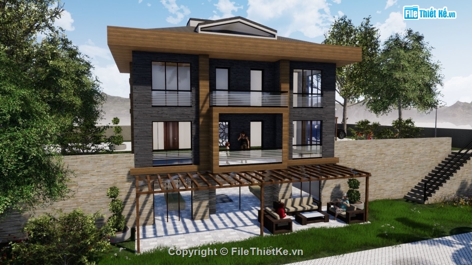 Biệt thự 2 tầng,model su biệt thự 2 tầng,biệt thự 2 tầng file su,sketchup biệt thự 2 tầng,biệt thự 2 tầng sketchup