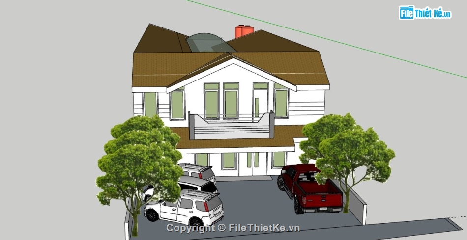 Biệt thự 2 tầng,model su biệt thự 2 tầng,biệt thự 2 tầng sketchup