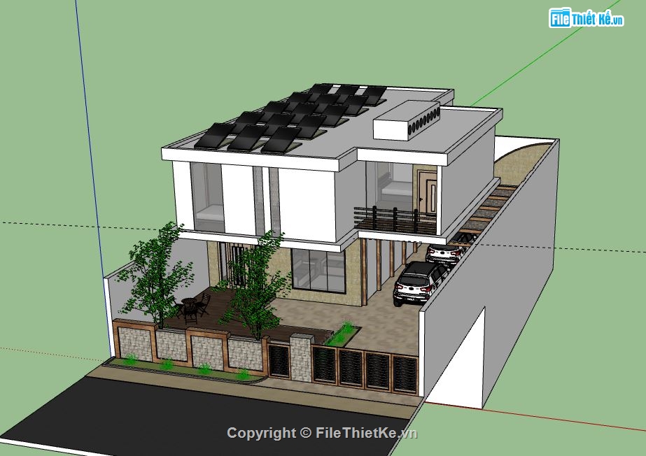 Biệt thự 2 tầng,model su biệt thự 2 tầng,file sketchup biệt thự 2 tầng