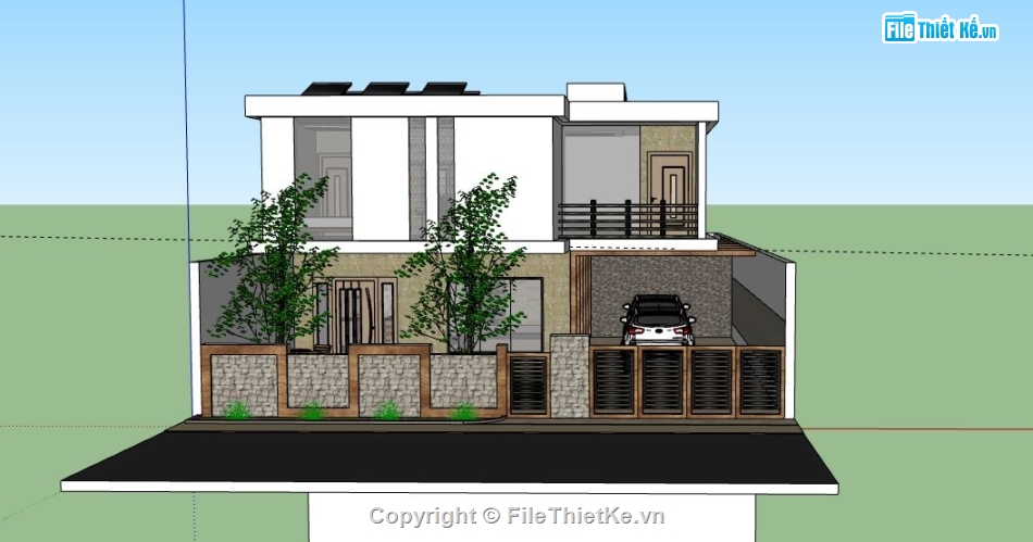 Biệt thự 2 tầng,model su biệt thự 2 tầng,file sketchup biệt thự 2 tầng