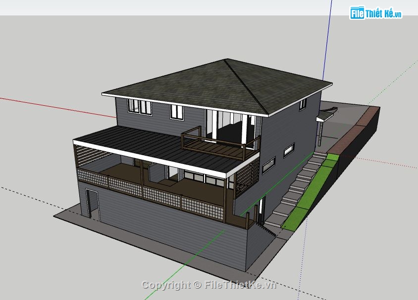 Biệt thự 2 tầng,model su biệt thự 2 tầng,biệt thự 2 tầng file su,file sketchup biệt thự 2 tầng,mẫu biệt thự 2 tầng sketchup