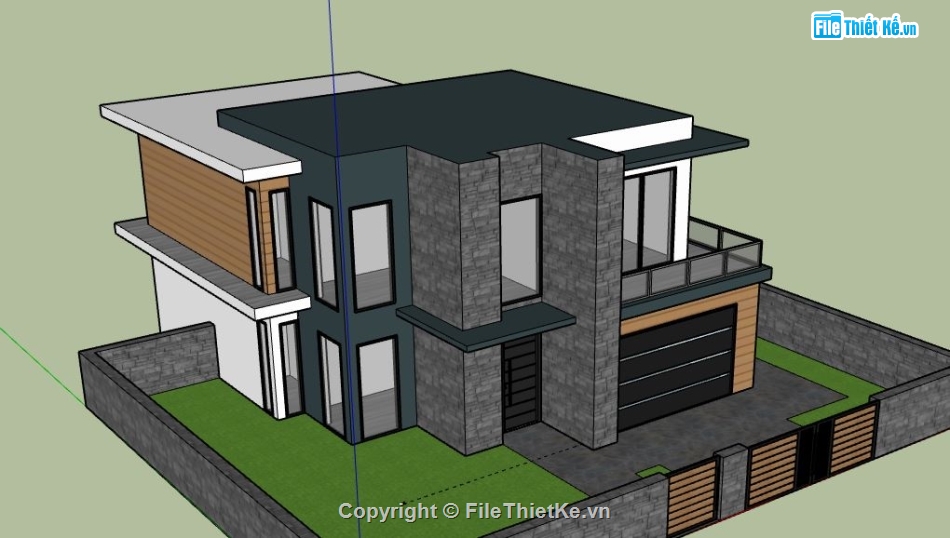 Biệt thự 2 tầng,model su biệt thự 2 tầng,biệt thự 2 tầng file su,sketchup biệt thự 2 tầng