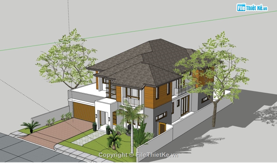 biệt thự 2 tầng,model su biệt thự 2 tầng,file sketchup biệt thự 2 tầng,biệt thự 2 tầng file sketchup