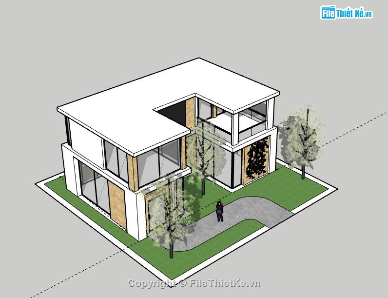 Biệt thự 2 tầng,model su biệt thự 2 tầng,sketchup biệt thự 2 tầng