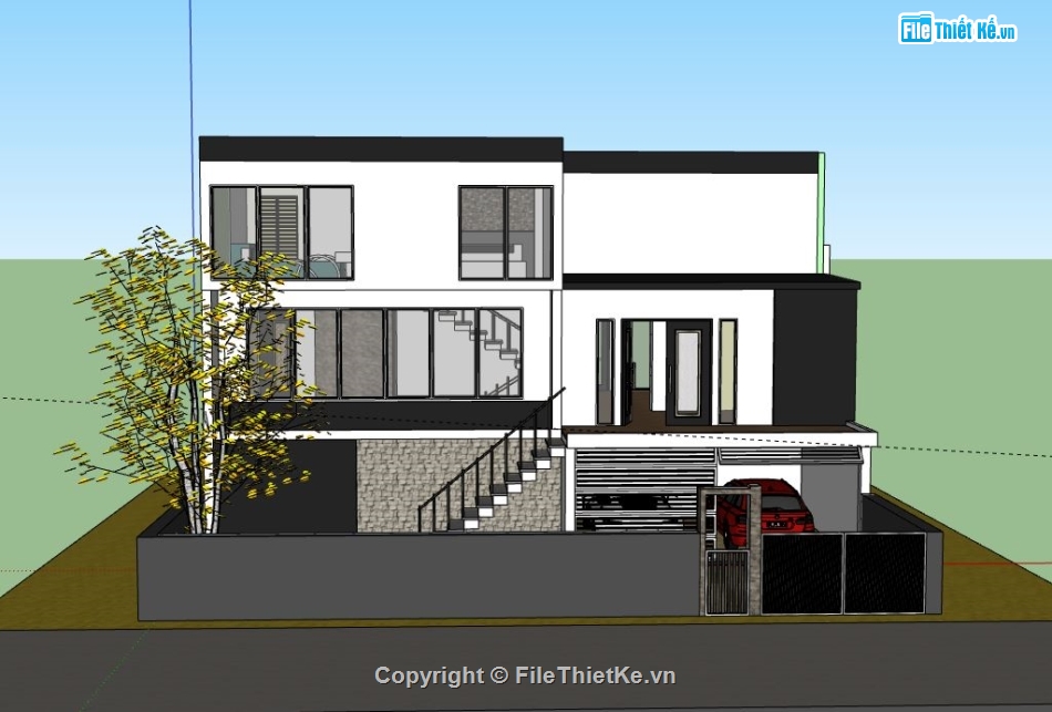 Biệt thự 2 tầng,model su biệt thự 2 tầng,biệt thự 2 tầng file su