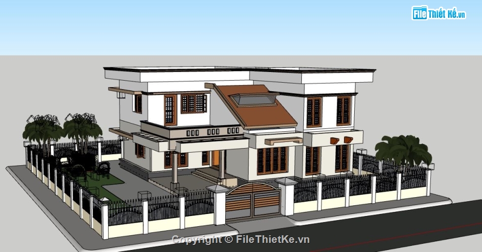 Biệt thự 2 tầng,model su biệt thự 2 tầng,biệt thự 2 tầng file su,file sketchup biệt thự 2 tầng