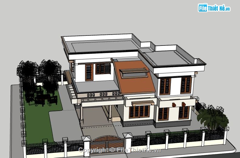 Biệt thự 2 tầng,model su biệt thự 2 tầng,biệt thự 2 tầng file su,file sketchup biệt thự 2 tầng