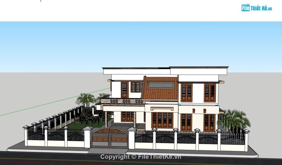 Biệt thự 2 tầng,model su biệt thự 2 tầng,biệt thự 2 tầng file su,file sketchup biệt thự 2 tầng