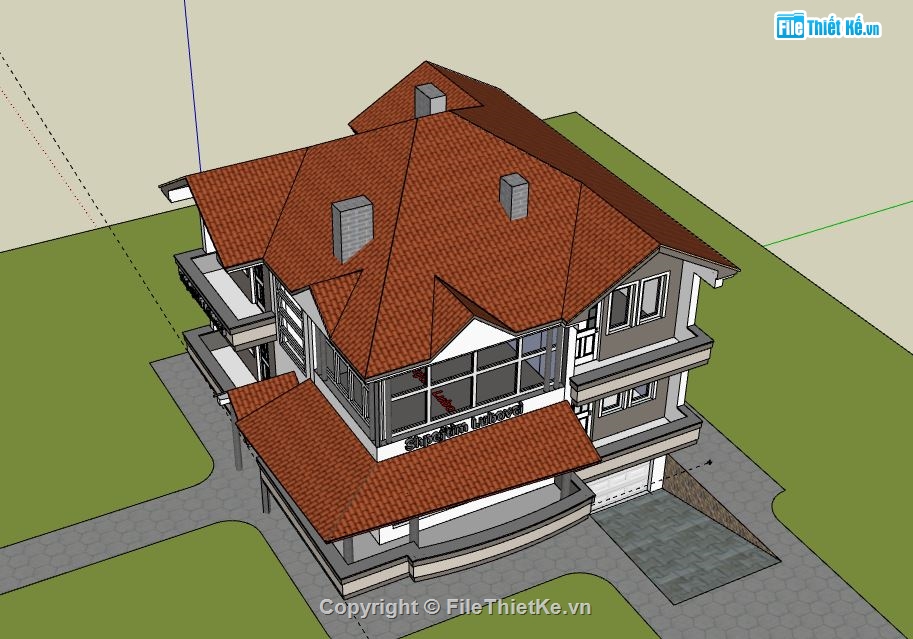 biệt thự 2 tầng,file su biệt thự 2 tầng,biệt thự 2 tầng model su,file sketchup biệt thự 2 tầng