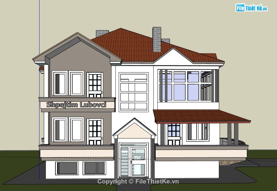 biệt thự 2 tầng,file su biệt thự 2 tầng,biệt thự 2 tầng model su,file sketchup biệt thự 2 tầng