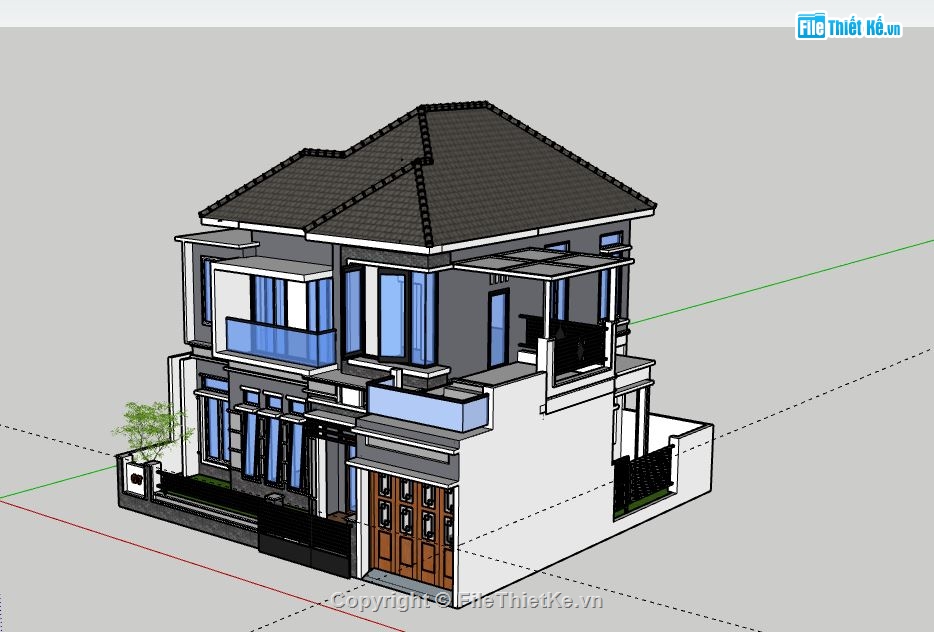 Biệt thự 2 tầng,Model su biệt thự 2 tầng,biệt thự 2 tầng sketchup