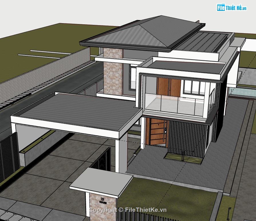 Biệt thự 2 tầng,model su biệt thự 2 tầng,biệt thự 2 tầng file su,file sketchup biệt thự 2 tầng,biệt thự 2 tầng model su