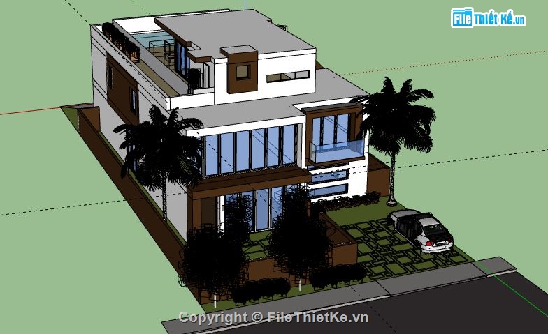 Biệt thự 2 tầng,model su biệt thự 2 tầng,mẫu biệt thự 2 tầng sketchup,biệt thự 2 tầng file su,file su biệt thự 2 tầng