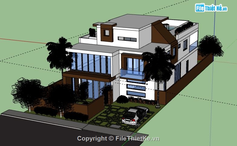 Biệt thự 2 tầng,model su biệt thự 2 tầng,mẫu biệt thự 2 tầng sketchup,biệt thự 2 tầng file su,file su biệt thự 2 tầng