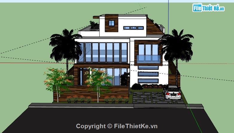 Biệt thự 2 tầng,model su biệt thự 2 tầng,mẫu biệt thự 2 tầng sketchup,biệt thự 2 tầng file su,file su biệt thự 2 tầng