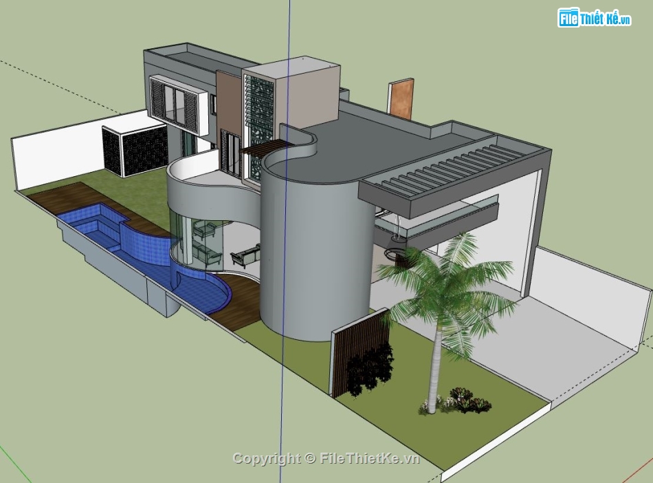 Biệt thự 2 tầng,model su biệt thự 2 tầng,biệt thự 2 tầng file su,file sketchup biệt thự 2 tầng