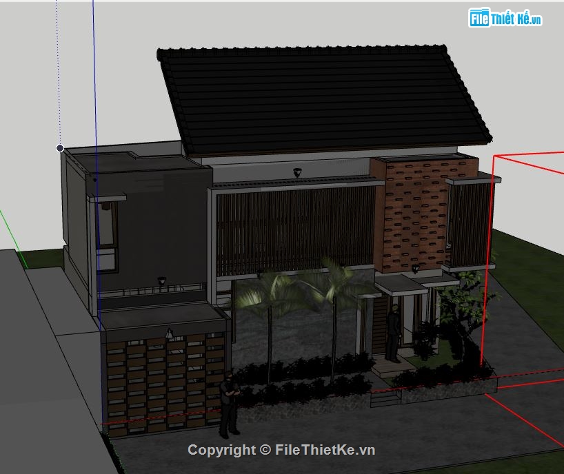 Biệt thự 2 tầng,model su biệt thự 2 tầng,file su biệt thự 1 tầng,biệt thự 1 tầng model su,sketchup biệt thự 1 tầng