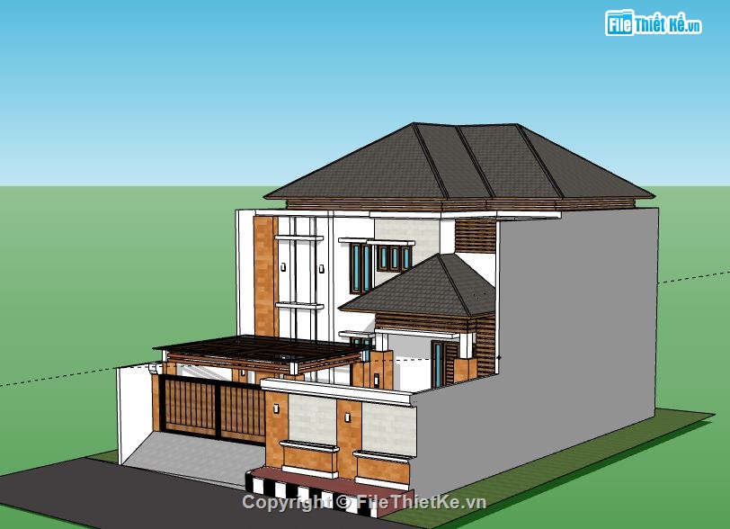 Biệt thự 2 tầng,model su biệt thự 2 tầng,file sketchup biệt thự 2 tầng