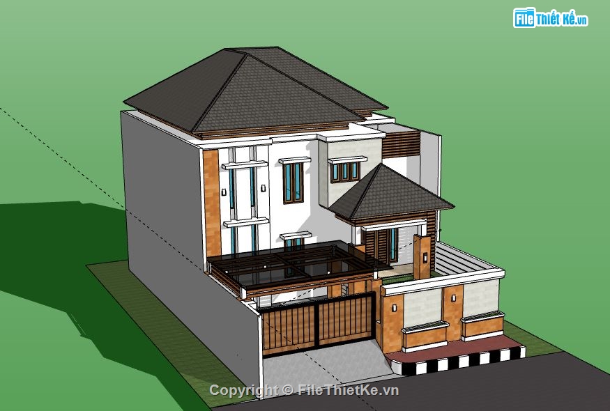 Biệt thự 2 tầng,model su biệt thự 2 tầng,file sketchup biệt thự 2 tầng