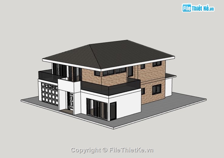 Biệt thự 2 tầng,model su biệt thự 2 tầng,sketchup biệt thự 2 tầng