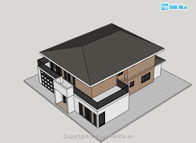 Biệt thự 2 tầng,model su biệt thự 2 tầng,sketchup biệt thự 2 tầng