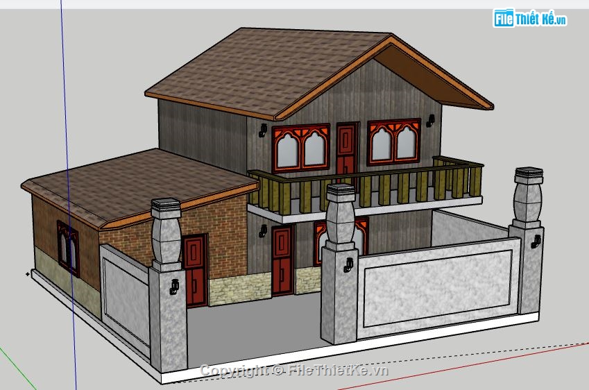 Biệt thự 2 tầng,model su biệt thự 2 tầng,biệt thự 2 tầng file su,file sketchup biệt thự 2 tầng