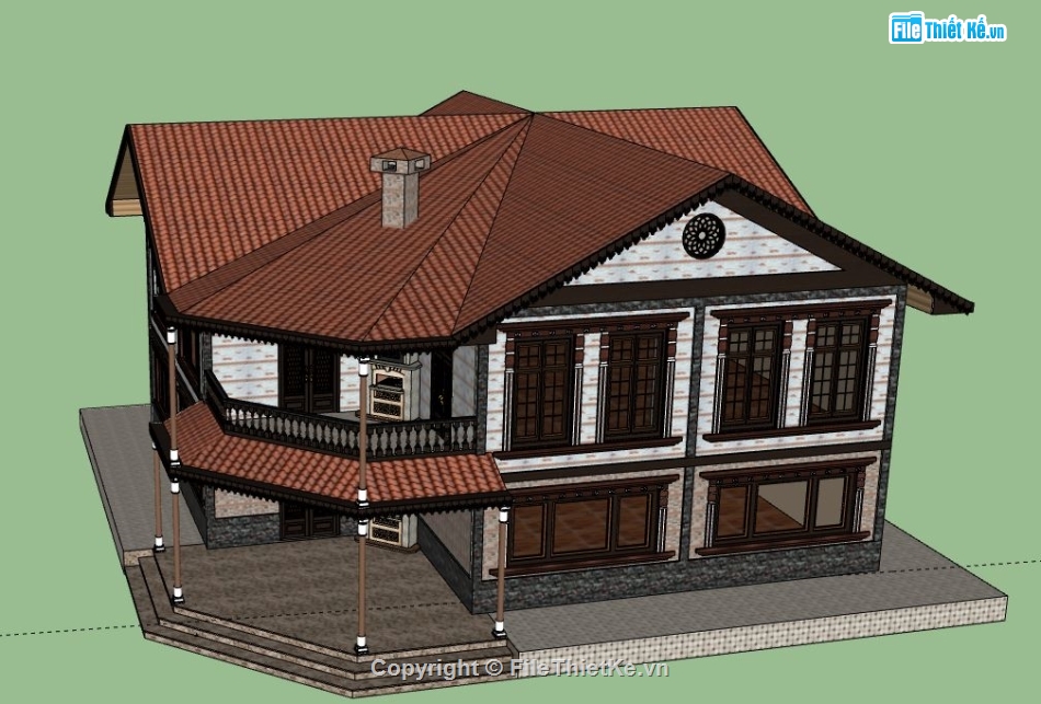 Biệt thự 2 tầng,model su biệt thự 2 tầng,biệt thự 2 tầng file sketchup