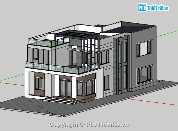 Biệt thự 2 tầng,Model su biệt thự 2 tầng,sketchup biệt thự 2 tầng