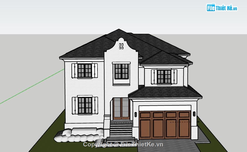 Biệt thự 2 tầng,model su biệt thự 2 tầng,biệt thự 2 tầng file sketchup