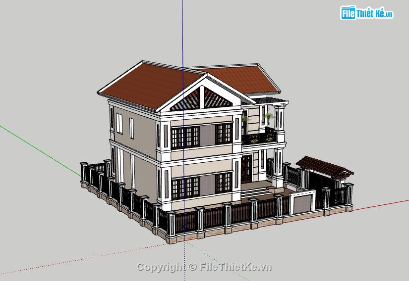 Biệt thự 2 tầng,model su biệt thự 2 tầng,file sketchup biệt thự 2 tầng