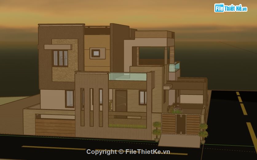 Biệt thự 2 tầng,model su biệt thự 2 tầng,biệt thự 2 tầng file su,file sketchup biệt thự 2 tầng