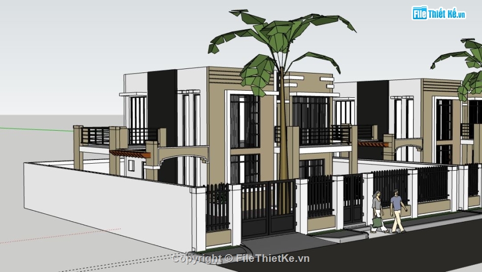 Biệt thự 2 tầng,model su biệt thự 2 tầng,biệt thự 2 tầng file su,sketchup biệt thự 2 tầng