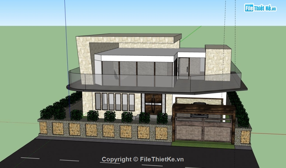 Biệt thự 2 tầng,model su biệt thự 2 tầng,file sketchup biệt thự 2 tầng