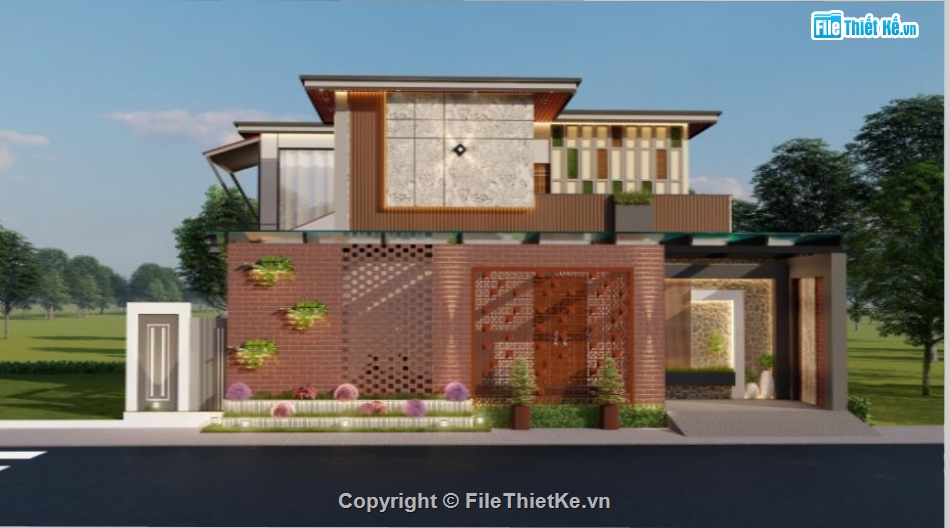 Biệt thự 2 tầng,file su biệt thự 2 tầng,sketchup biệt thự 2 tầng